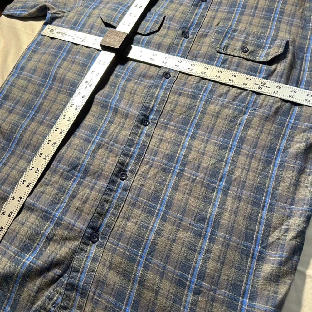 The North Face Button Down Flannel Shirt Mens XL Grey Blue Casual Outdoor